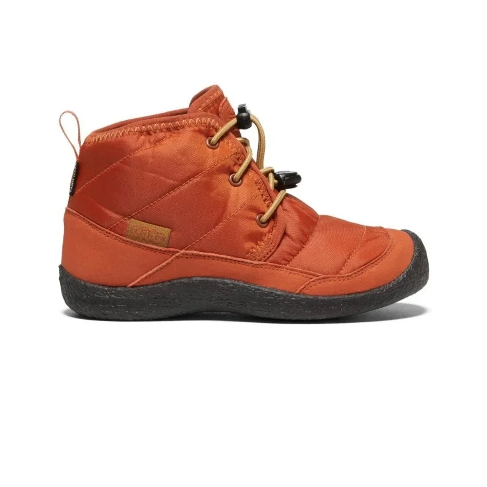 KEEN Kids Howser II Waterproof Chukka Boots Orange Carpet Black 1026632 6Y EU 38